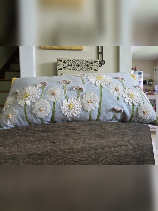 T.J.Maxx Other - T.J.Maxx Light Blue Floral Embroidered Decorative Pillow